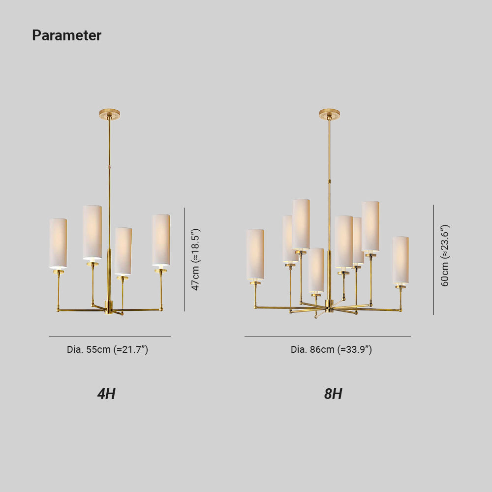 Artemis Chandelier Brass Fabric - Letslighting