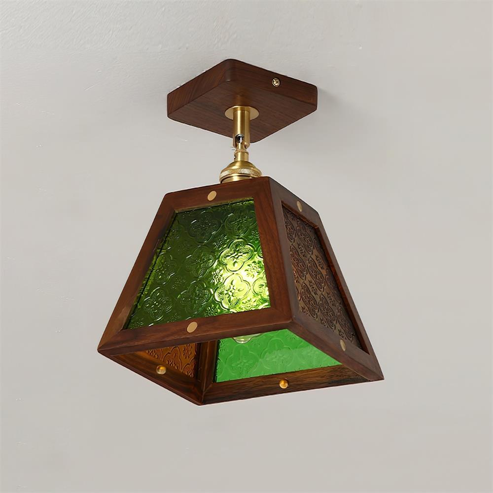 Radia Ceiling Light Wood Glass Vintage - Letslighting