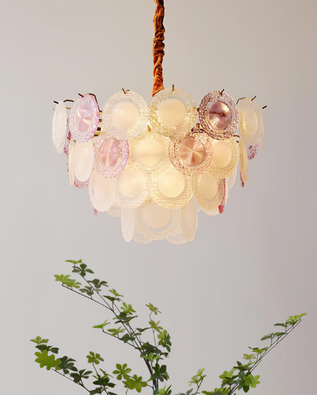 Lustra Chandelier Glass Disc Layered Playful - Letslighting