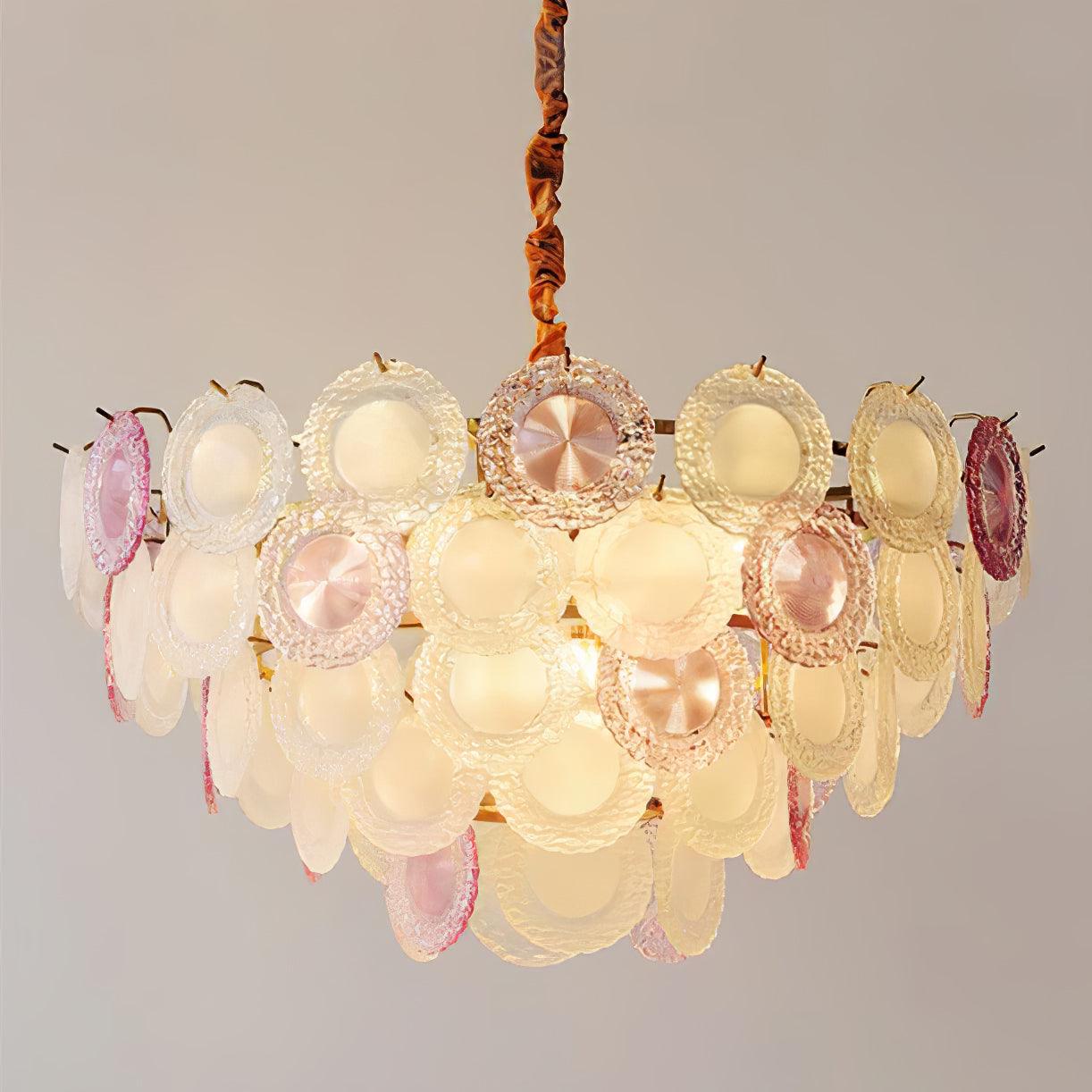 Lustra Chandelier Glass Disc Layered Playful - Letslighting