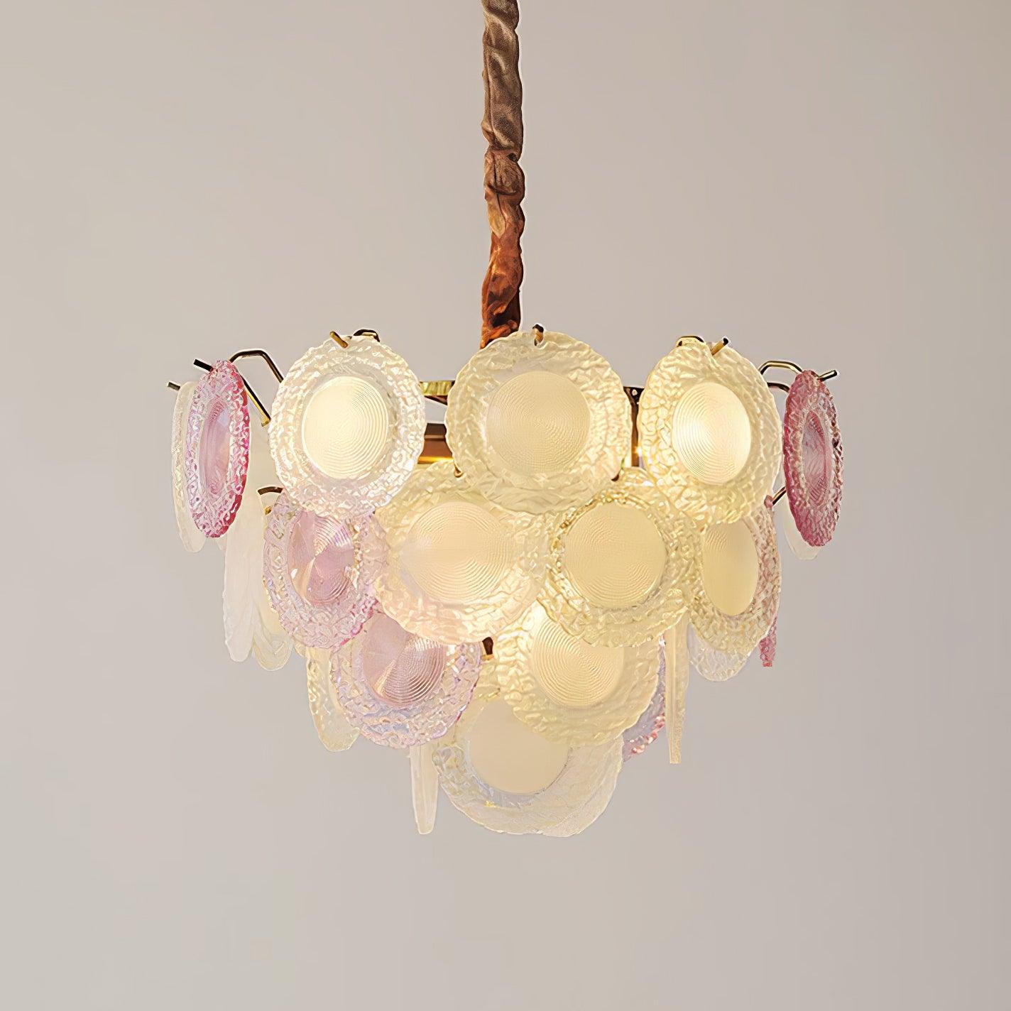 Lustra Chandelier Glass Disc Layered Playful - Letslighting