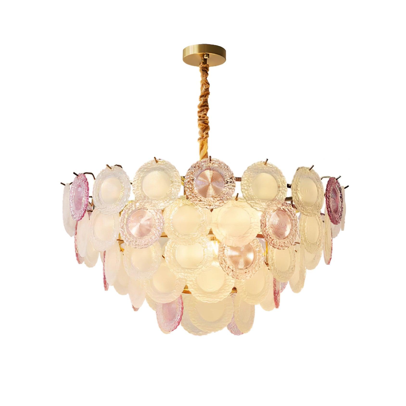 Lustra Chandelier Glass Disc Layered Playful - Letslighting