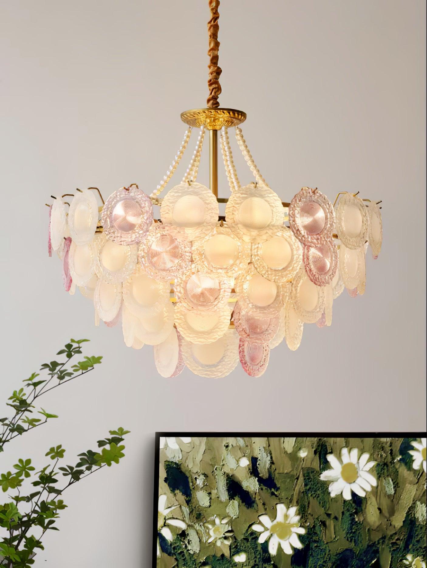 Lustra Chandelier Glass Disc Layered Playful - Letslighting