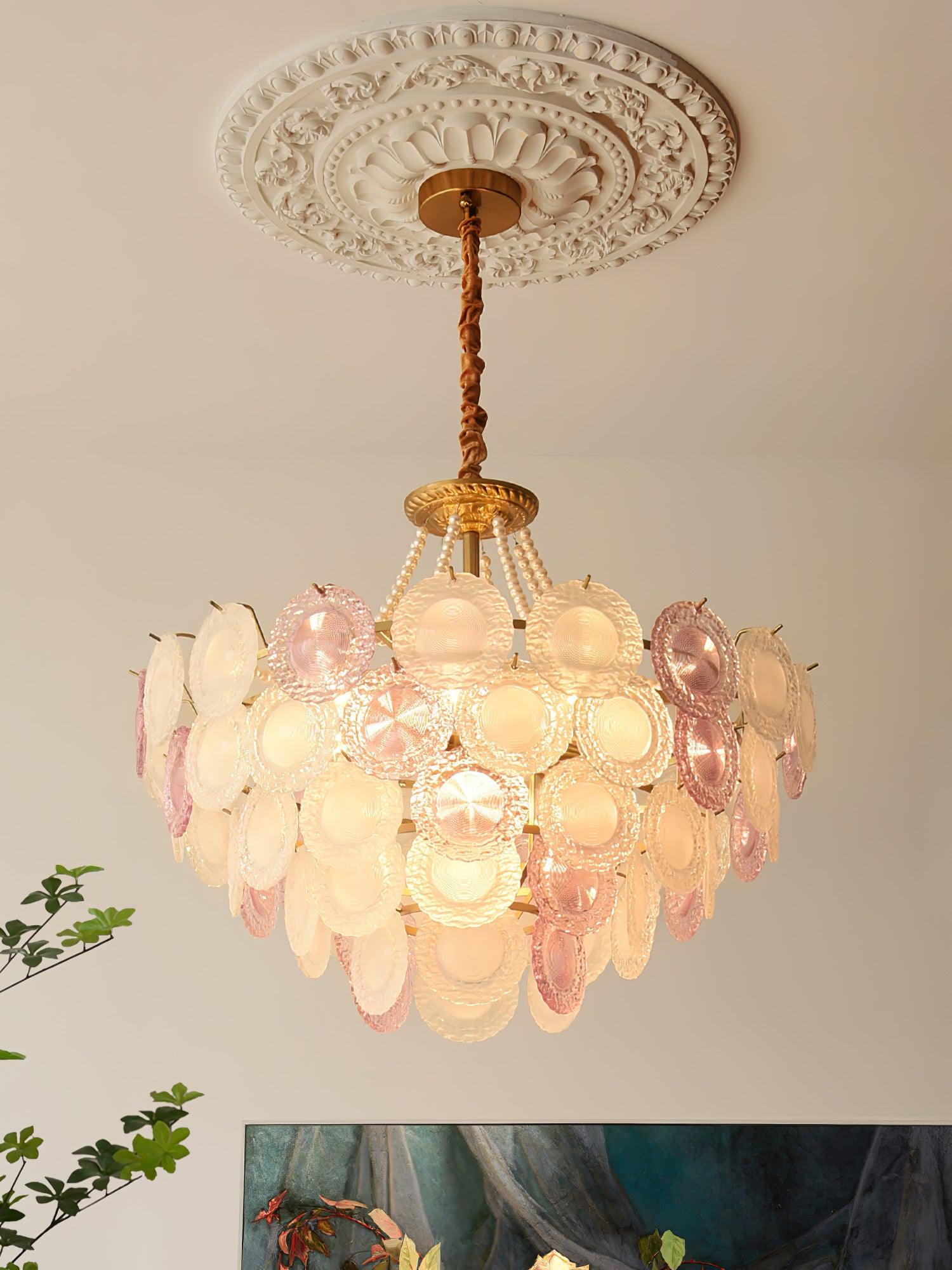 Lustra Chandelier Glass Disc Layered Playful - Letslighting