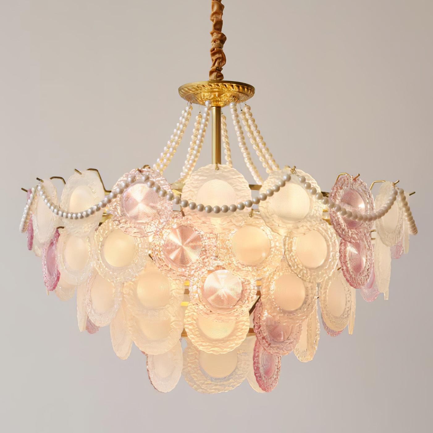 Lustra Chandelier Glass Disc Layered Playful - Letslighting