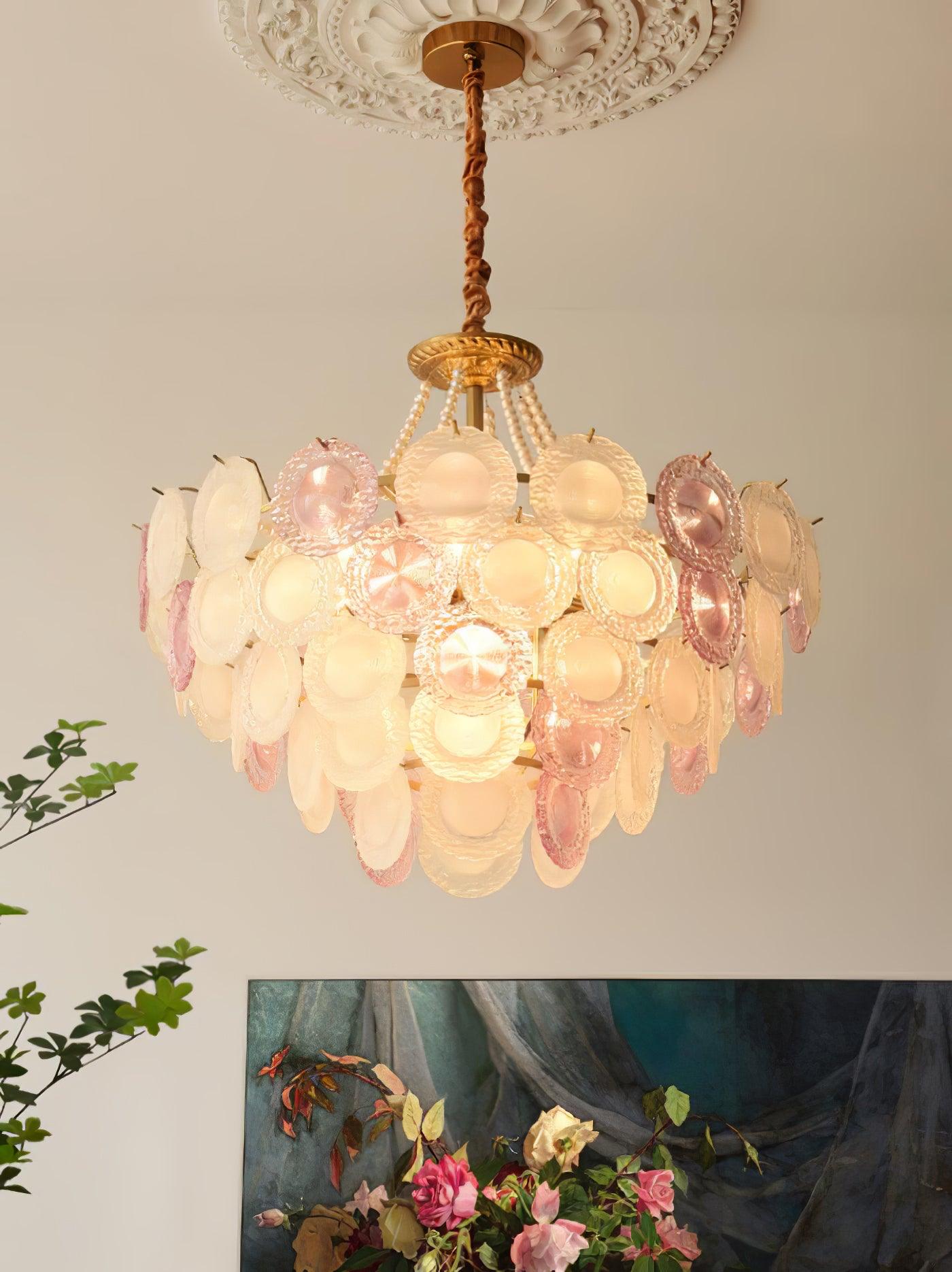 Lustra Chandelier Glass Disc Layered Playful - Letslighting