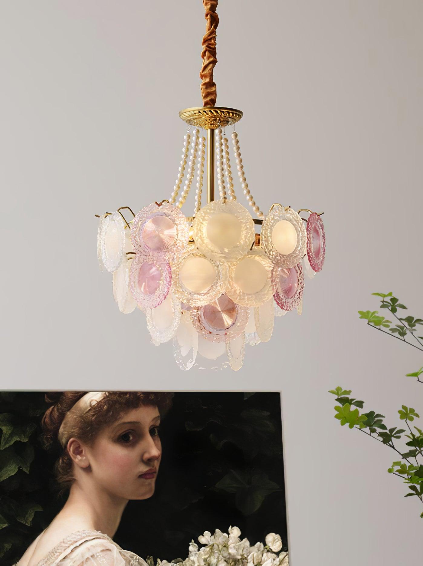 Lustra Chandelier Glass Disc Layered Playful - Letslighting
