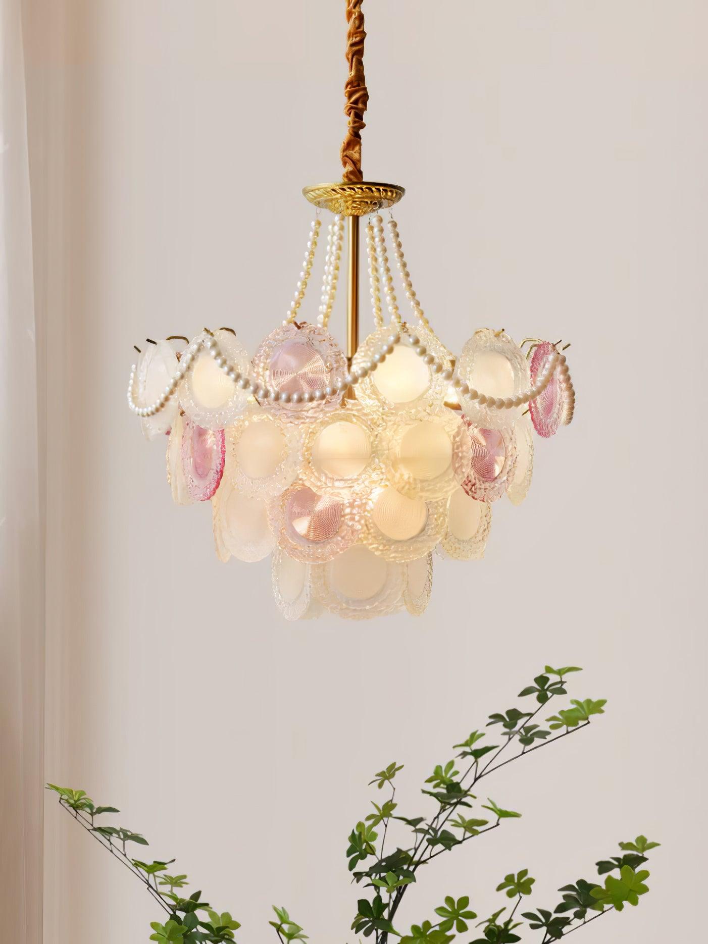 Lustra Chandelier Glass Disc Layered Playful - Letslighting