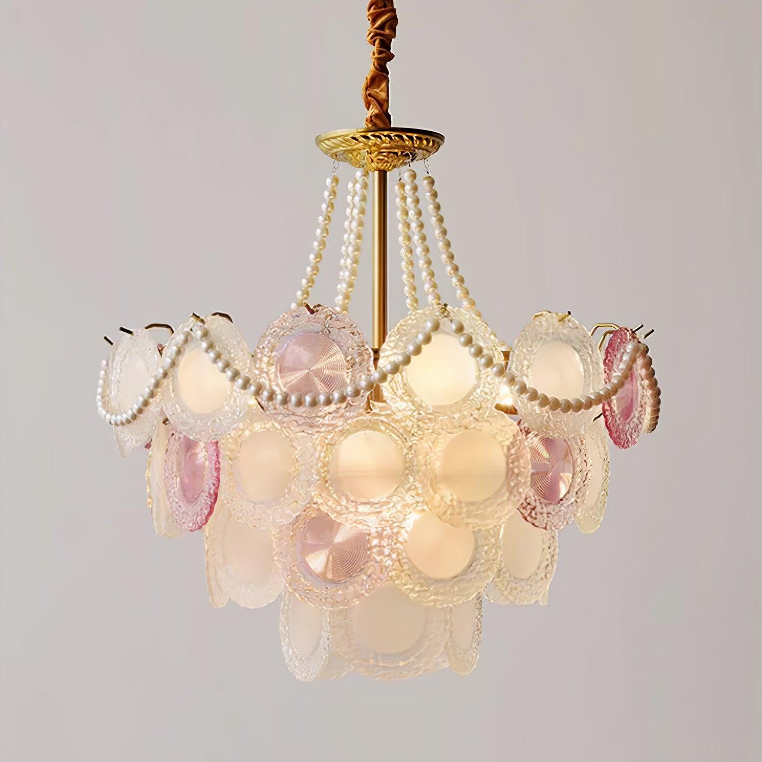 Lustra Chandelier Glass Disc Layered Playful - Letslighting