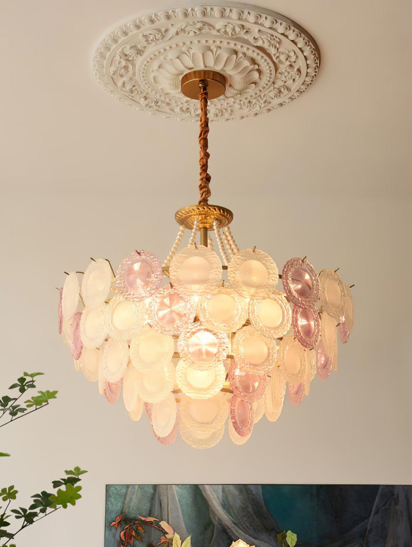 Lustra Chandelier Glass Disc Layered Playful - Letslighting