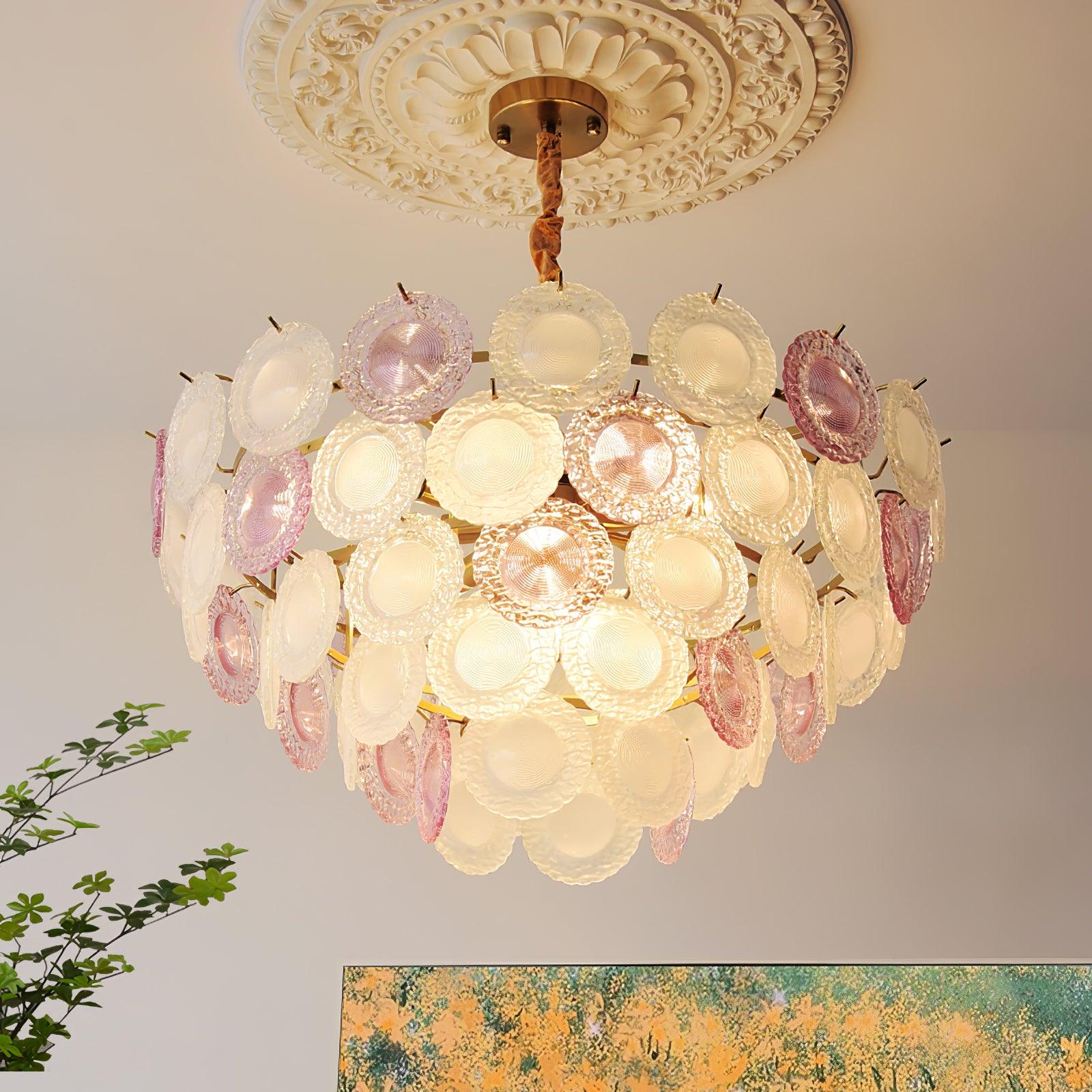Lustra Chandelier Glass Disc Layered Playful - Letslighting
