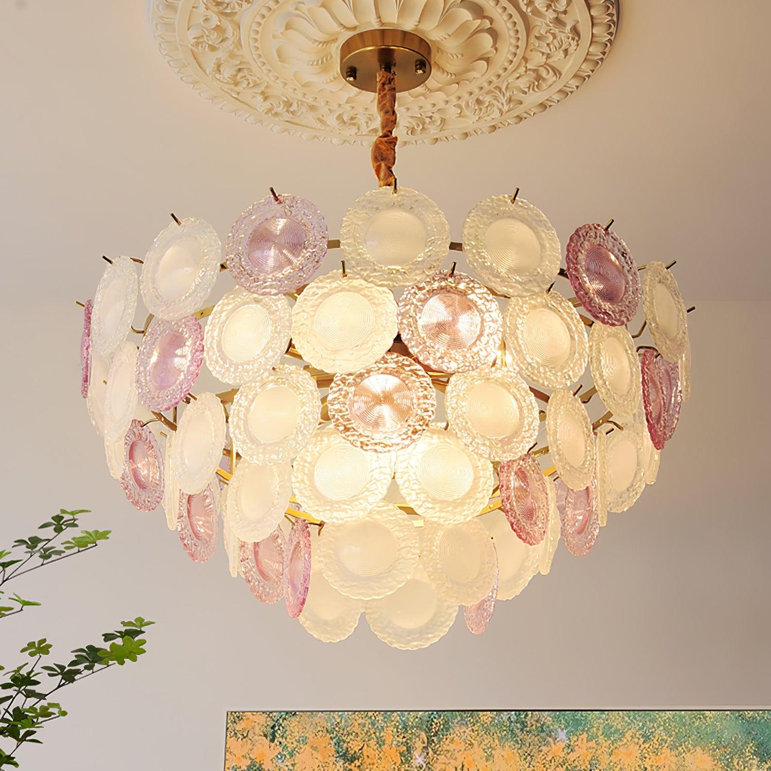 Lustra Chandelier Glass Disc Layered Playful - Letslighting