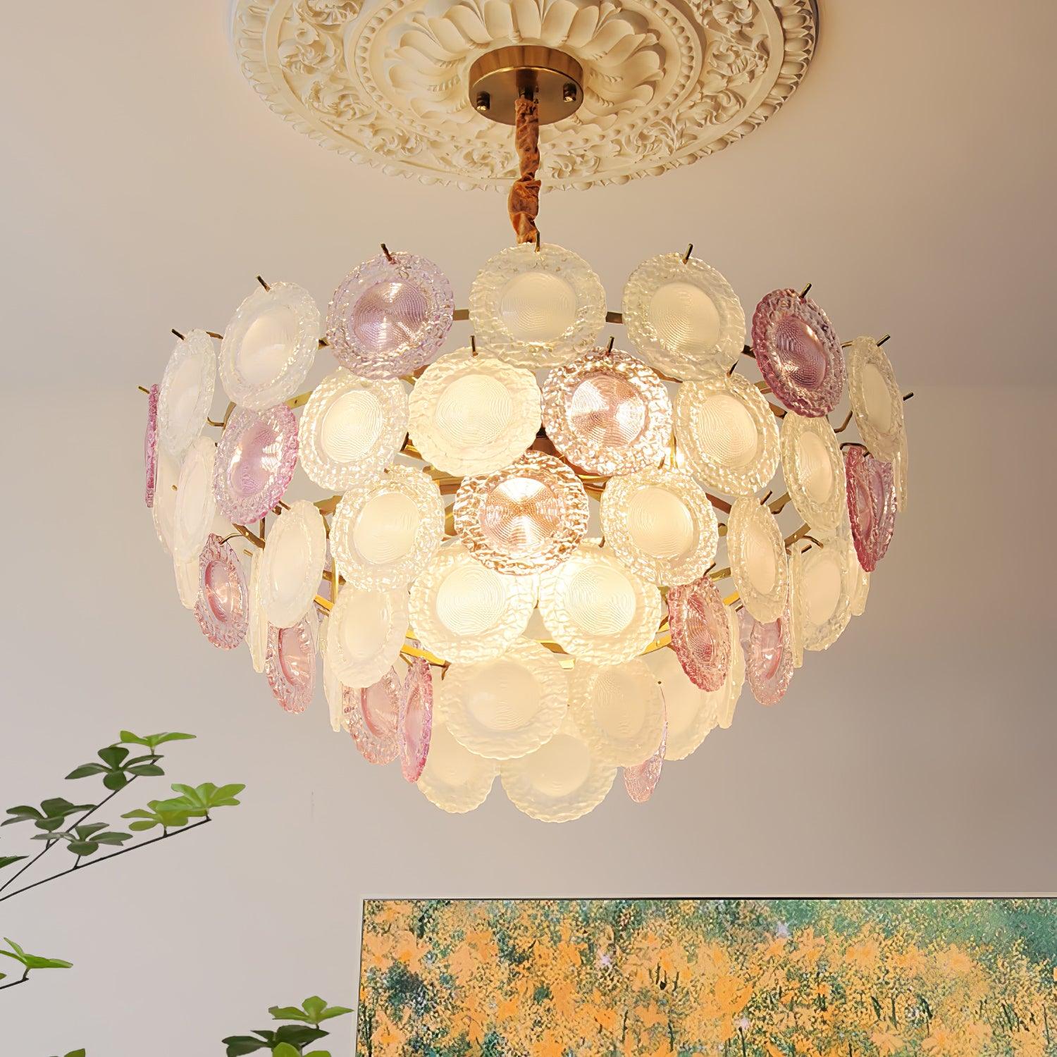 Lustra Chandelier Glass Disc Layered Playful - Letslighting