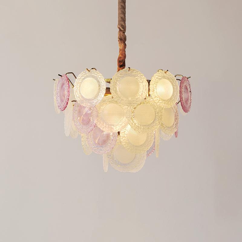 Lustra Chandelier Glass Disc Layered Playful - Letslighting