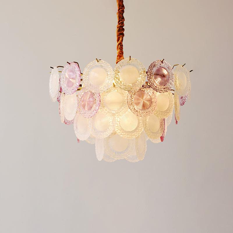 Lustra Chandelier Glass Disc Layered Playful - Letslighting