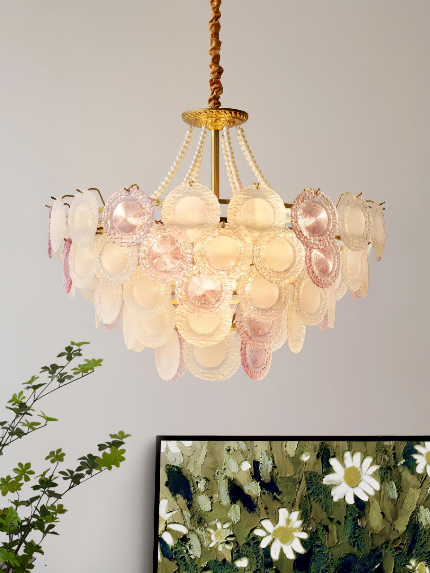 Lustra Chandelier Glass Disc Layered Playful - Letslighting