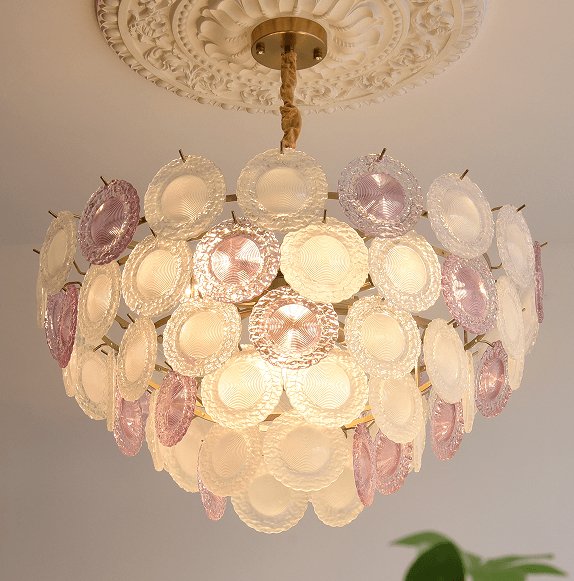 Lustra Chandelier Glass Disc Layered Playful - Letslighting