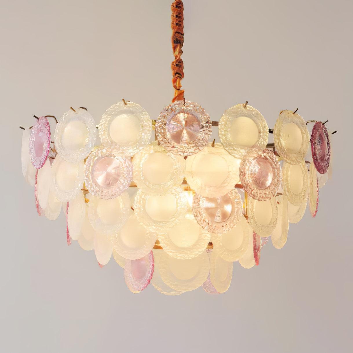 Lustra Chandelier Glass Disc Layered Playful - Letslighting