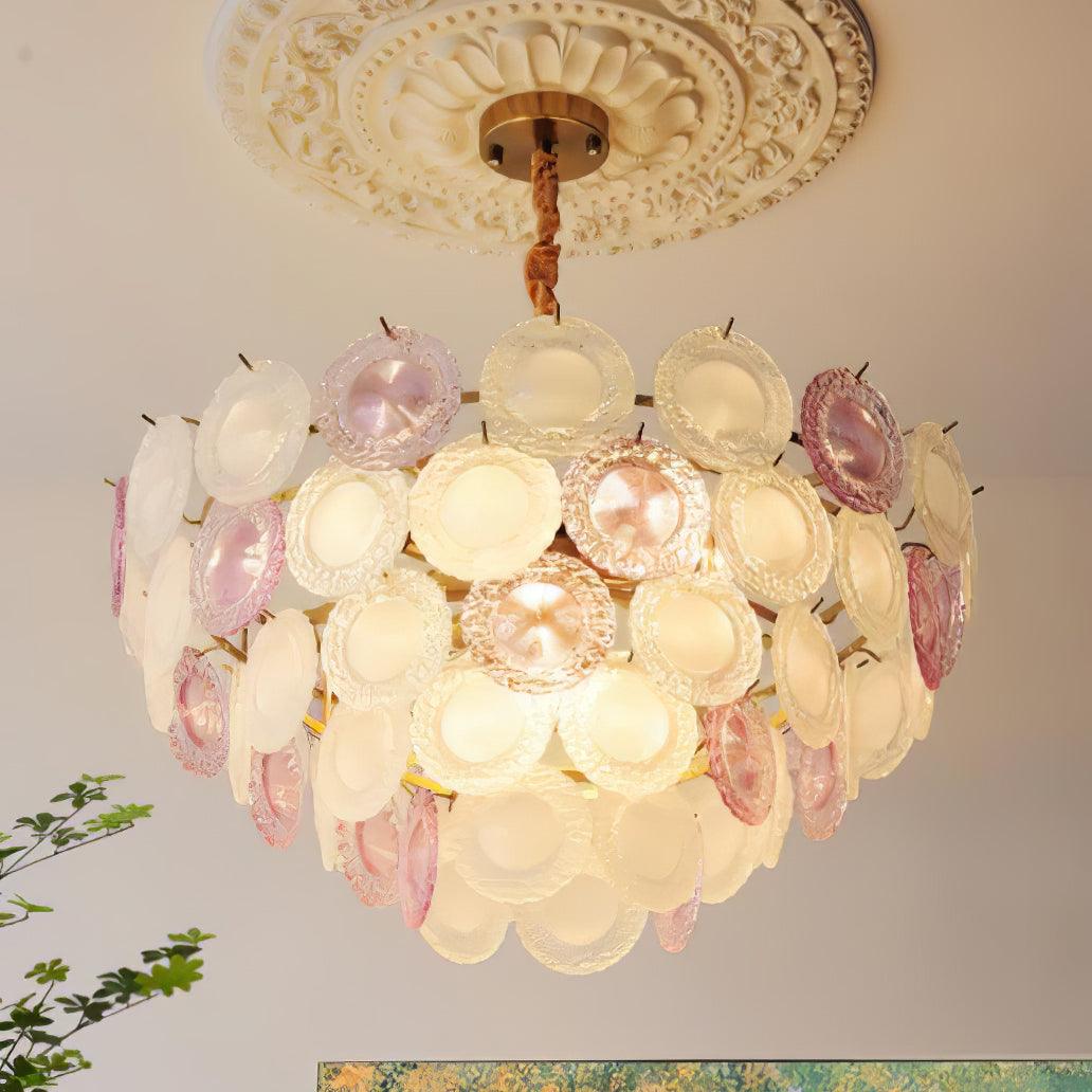 Lustra Chandelier Glass Disc Layered Playful - Letslighting
