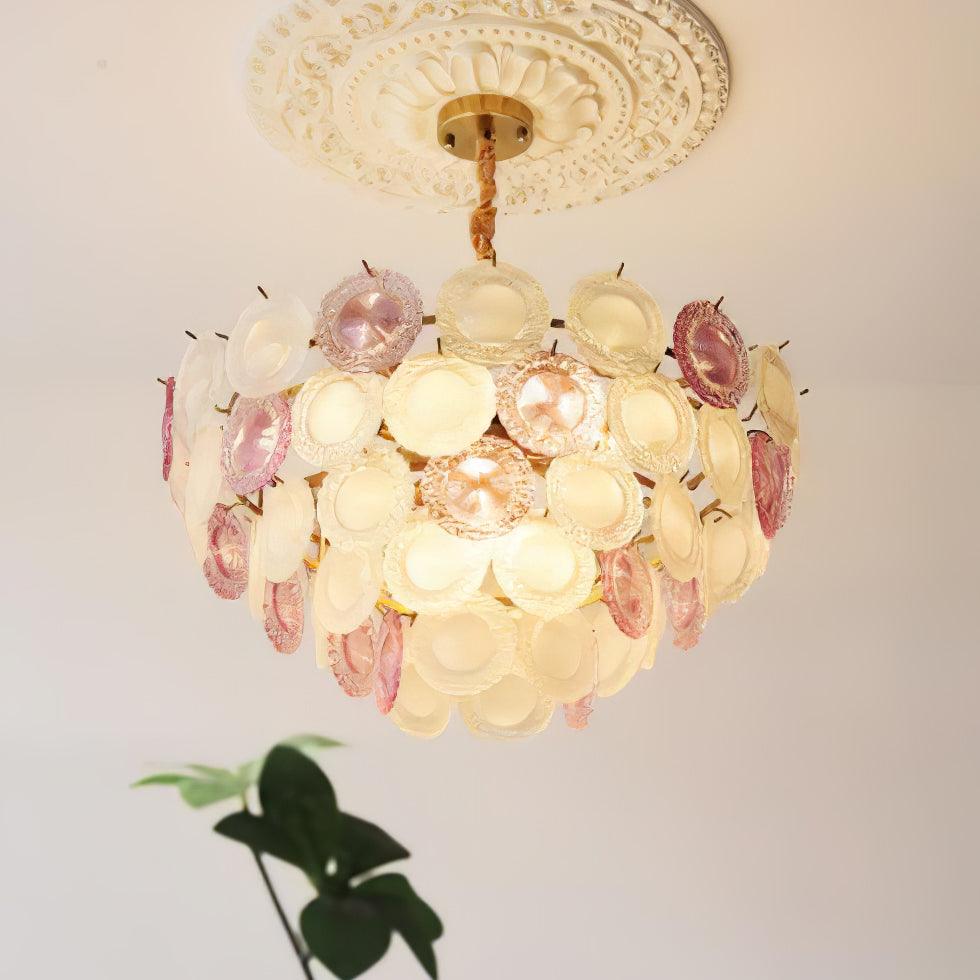 Lustra Chandelier Glass Disc Layered Playful - Letslighting