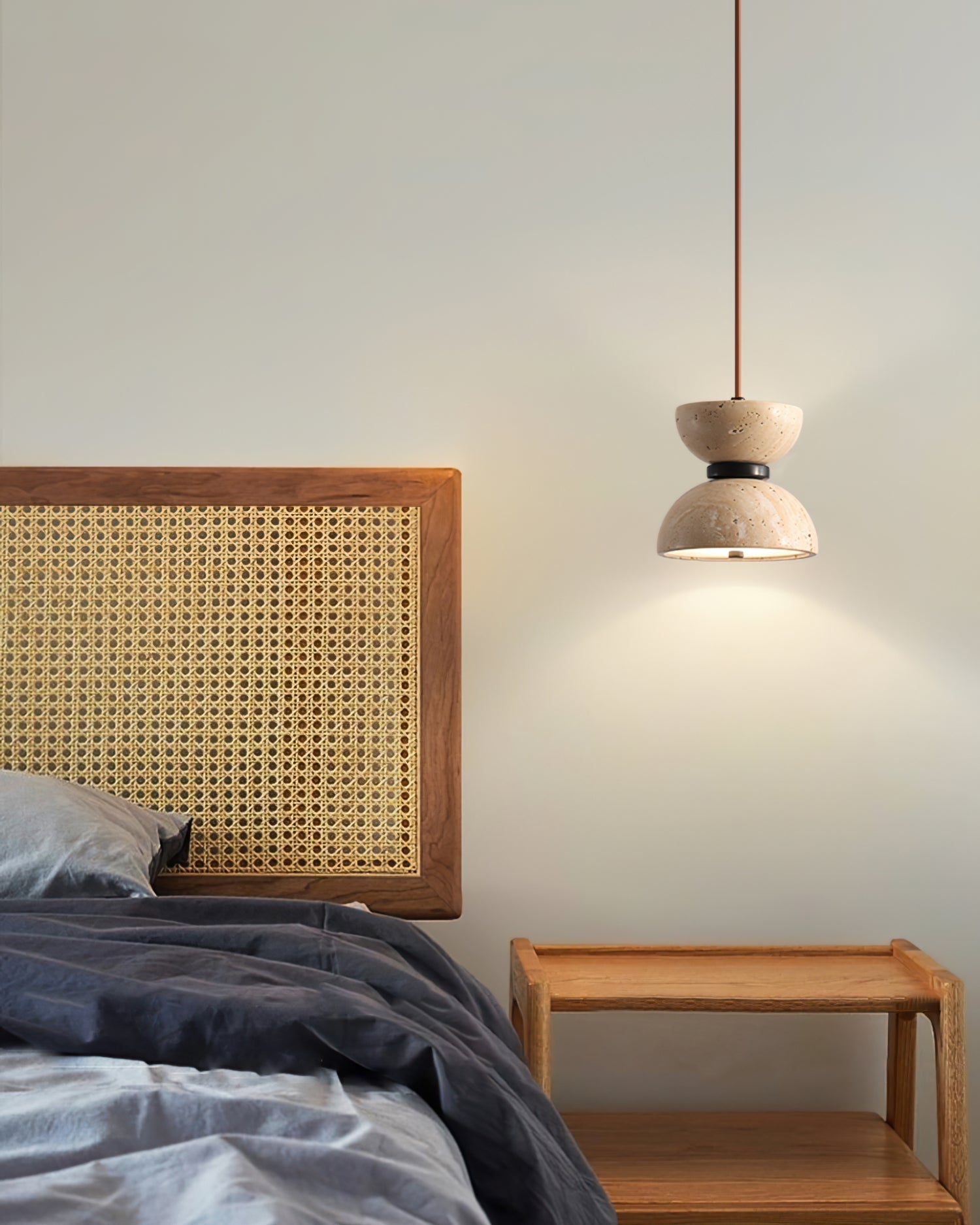 Tersus  Travertine Hourglass Pendant  Light Double-dome