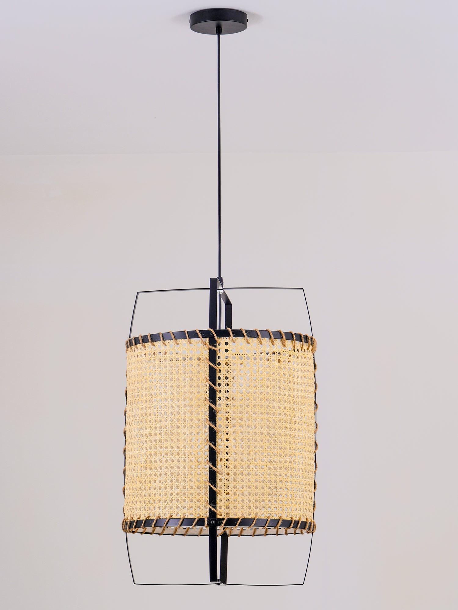 Solara Pendant Lamp Rattan Cane Frame Industrial - Letslighting