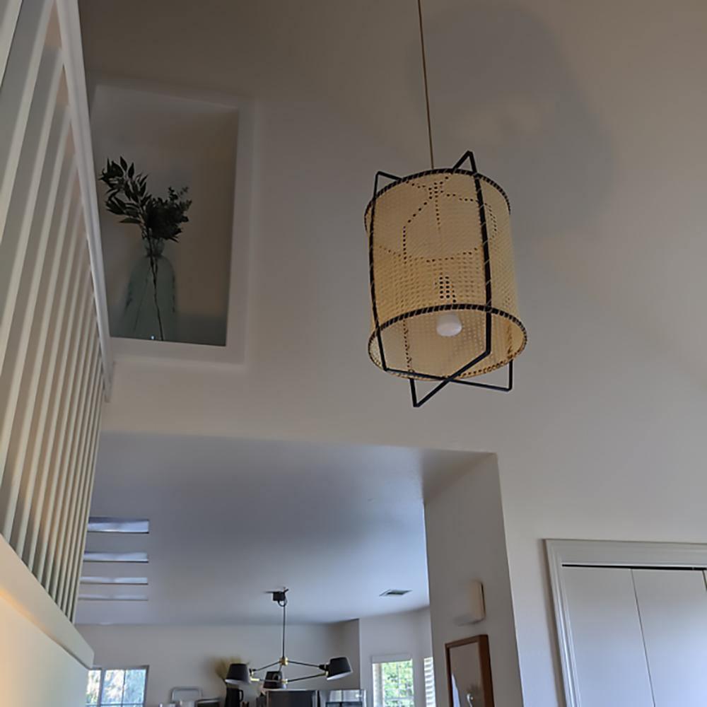 Solara Pendant Lamp Rattan Cane Frame Industrial - Letslighting