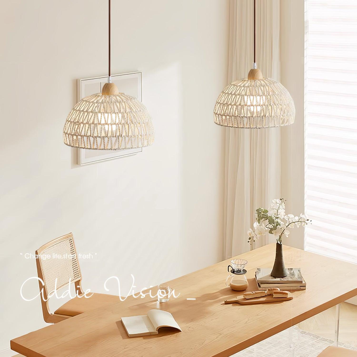 Calyran Rattan Wood Pendant Lamp - Letslighting