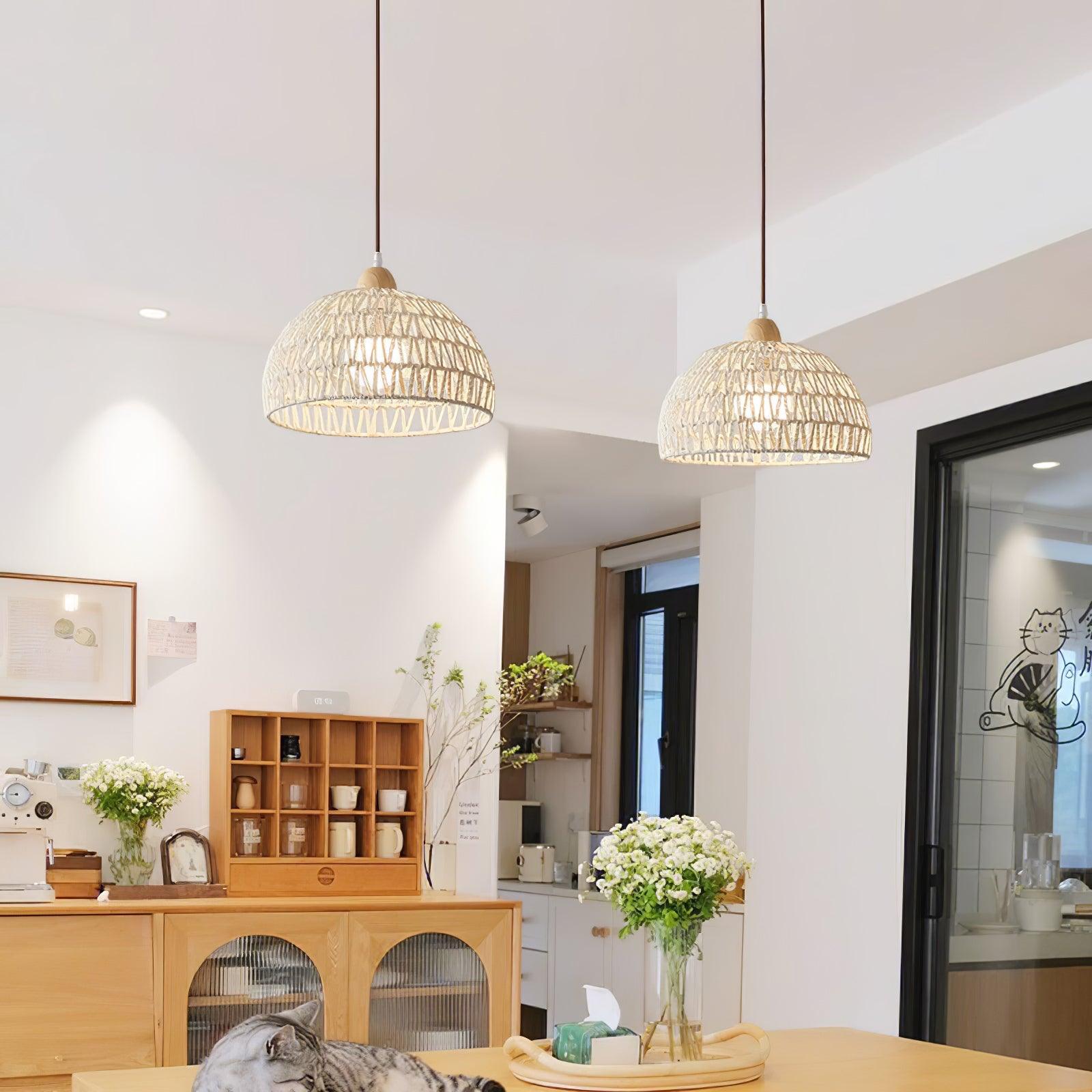 Calyran Rattan Wood Pendant Lamp - Letslighting