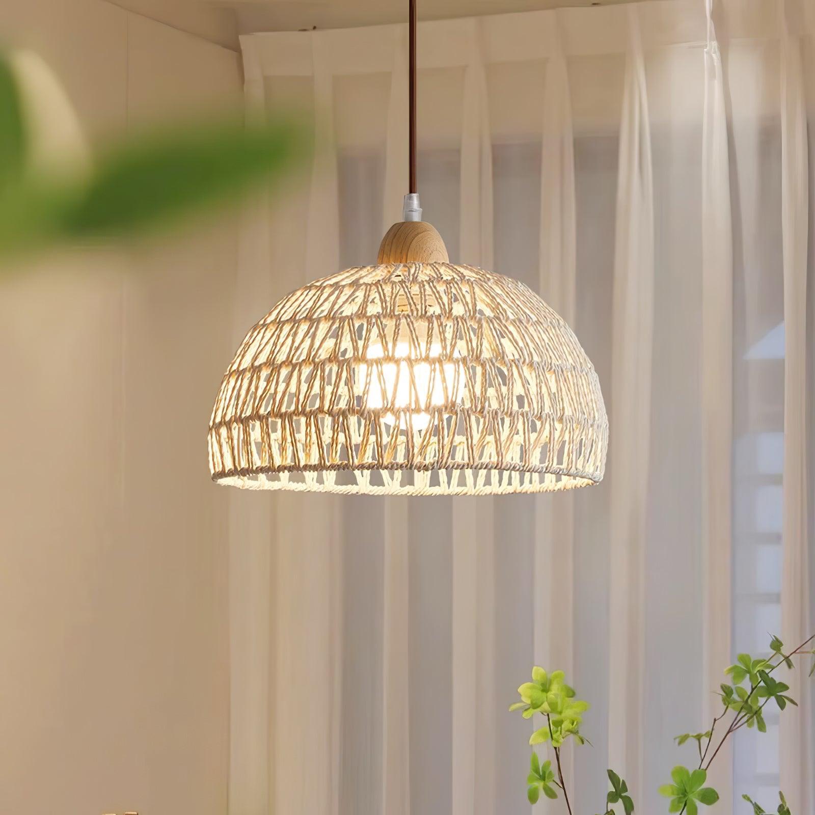 Calyran Rattan Wood Pendant Lamp - Letslighting
