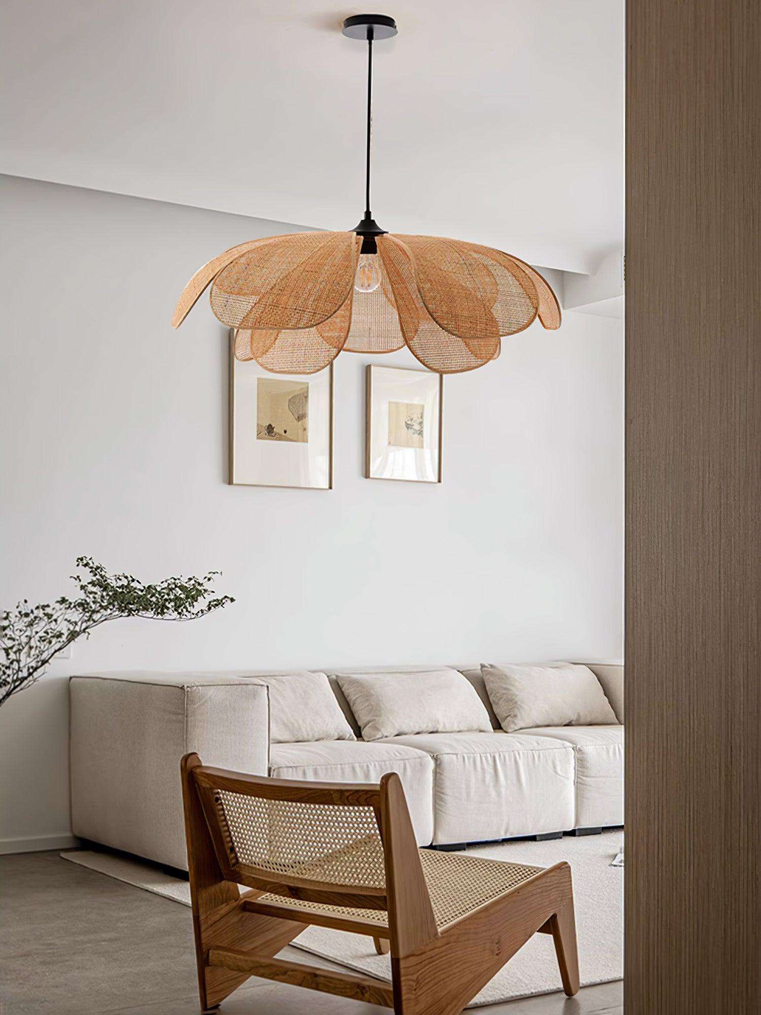 Eloria Petal-Shaped Rattan Pendant Light - Letslighting
