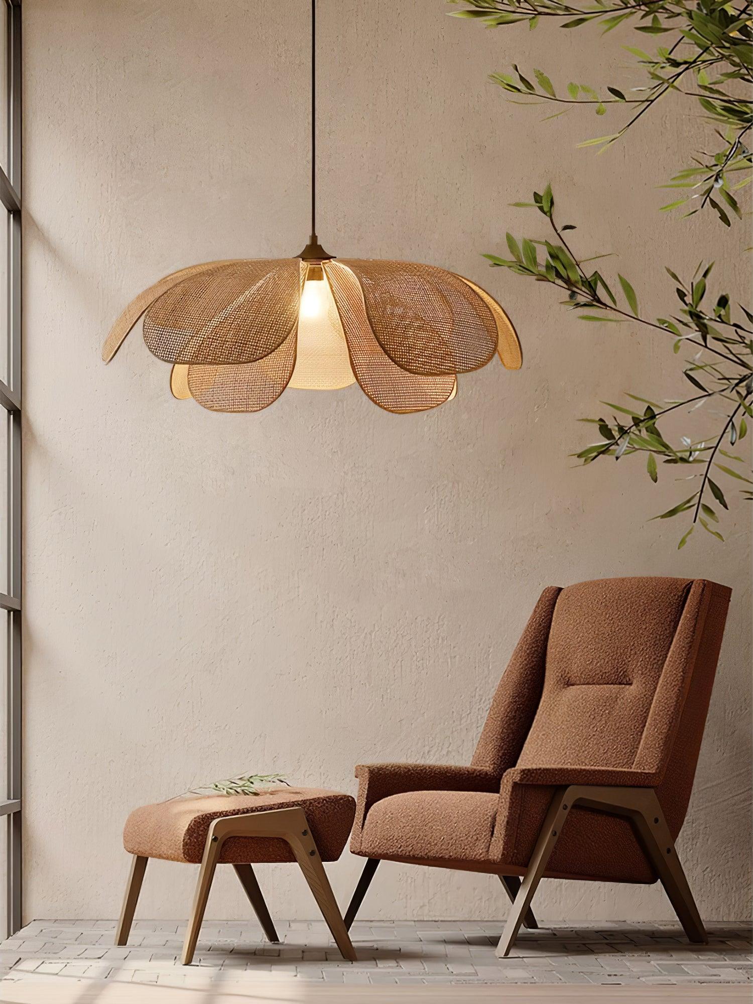 Eloria Petal-Shaped Rattan Pendant Light - Letslighting