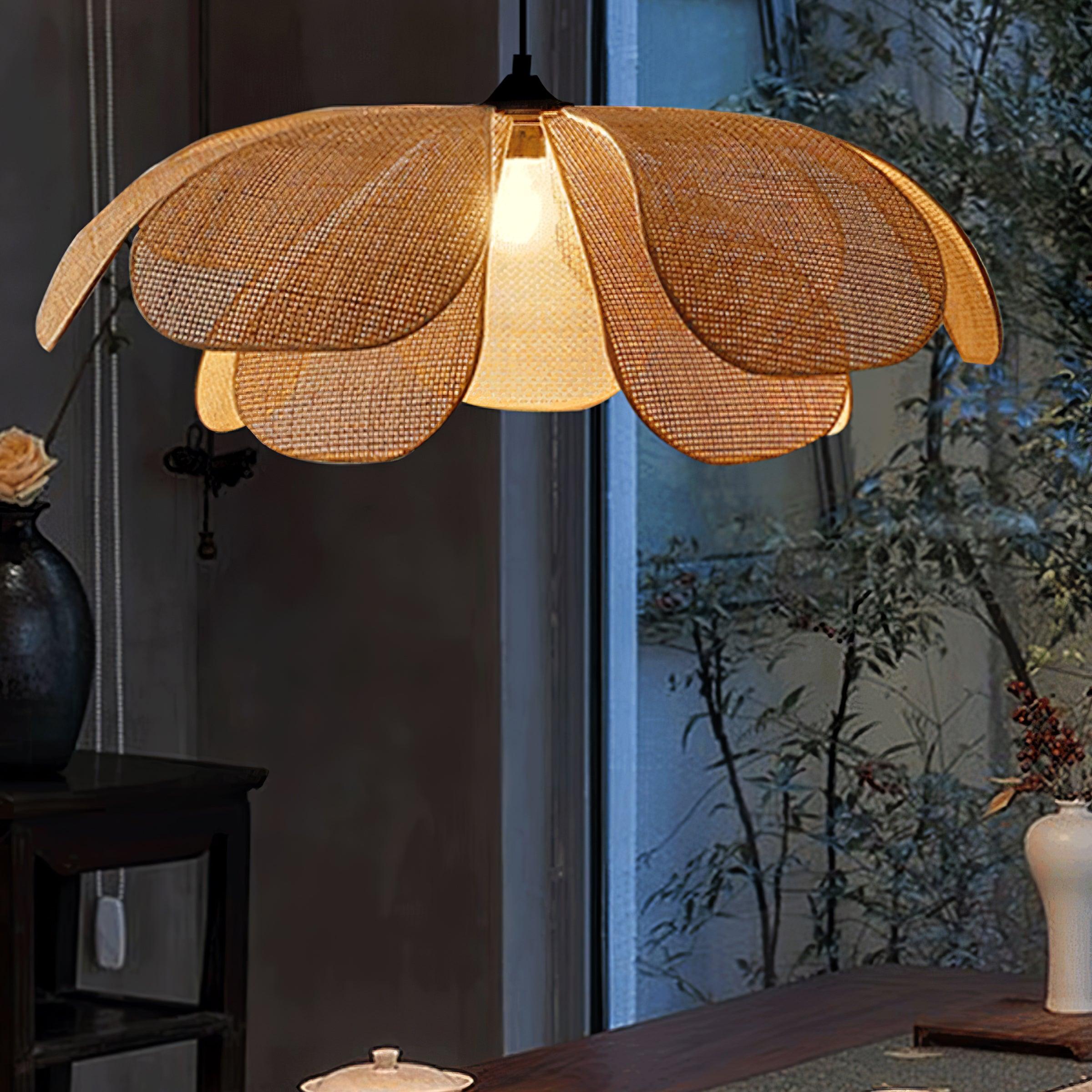 Eloria Petal-Shaped Rattan Pendant Light - Letslighting