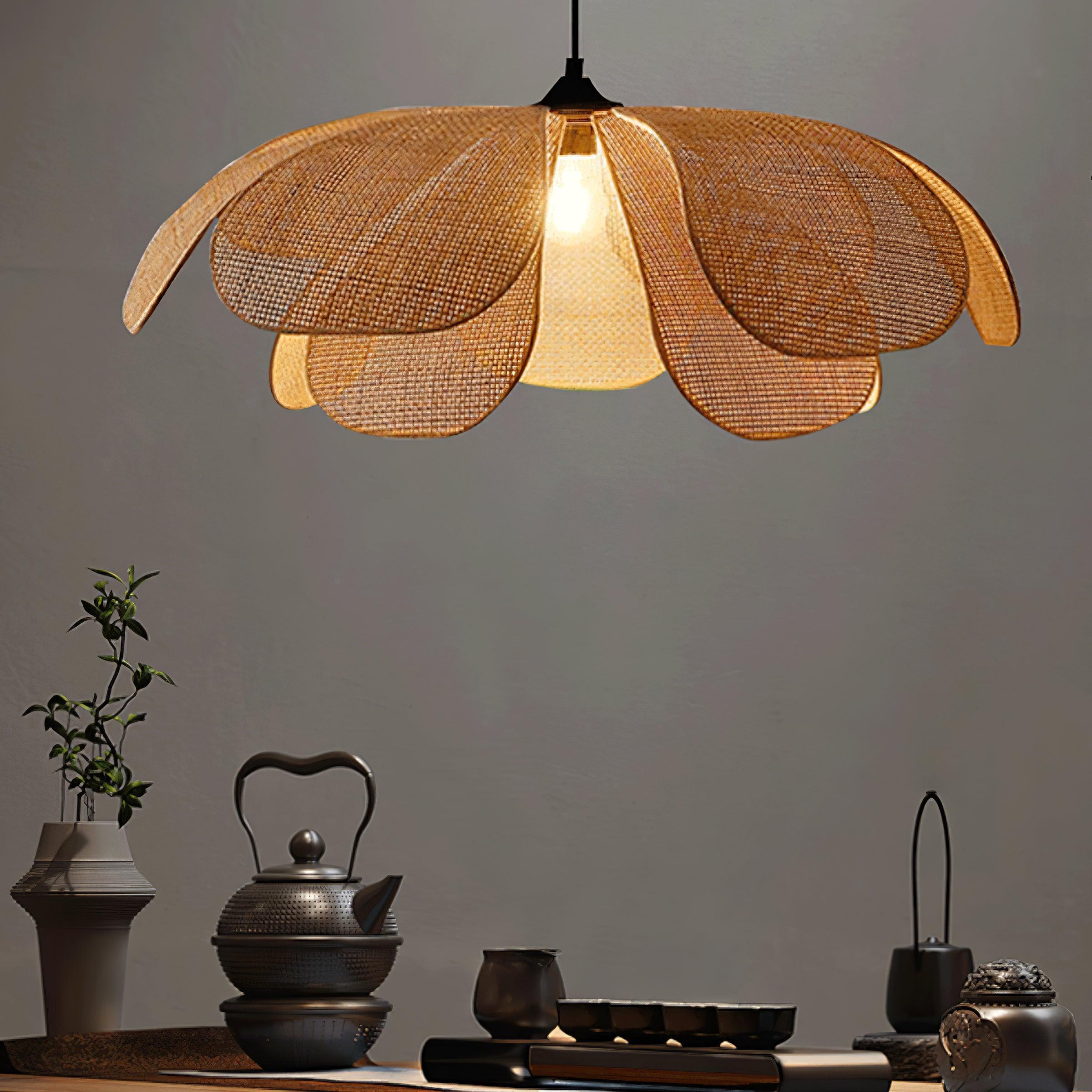 Eloria Petal-Shaped Rattan Pendant Light - Letslighting