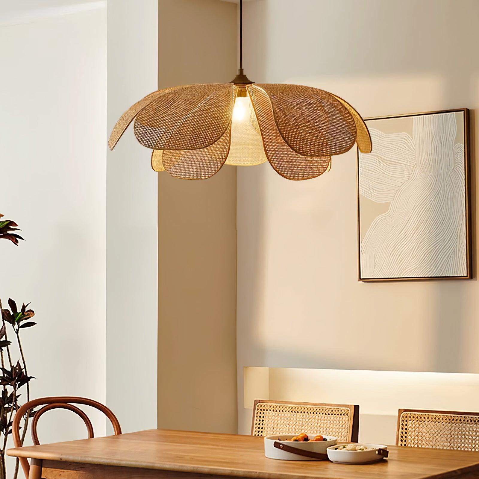 Eloria Petal-Shaped Rattan Pendant Light - Letslighting