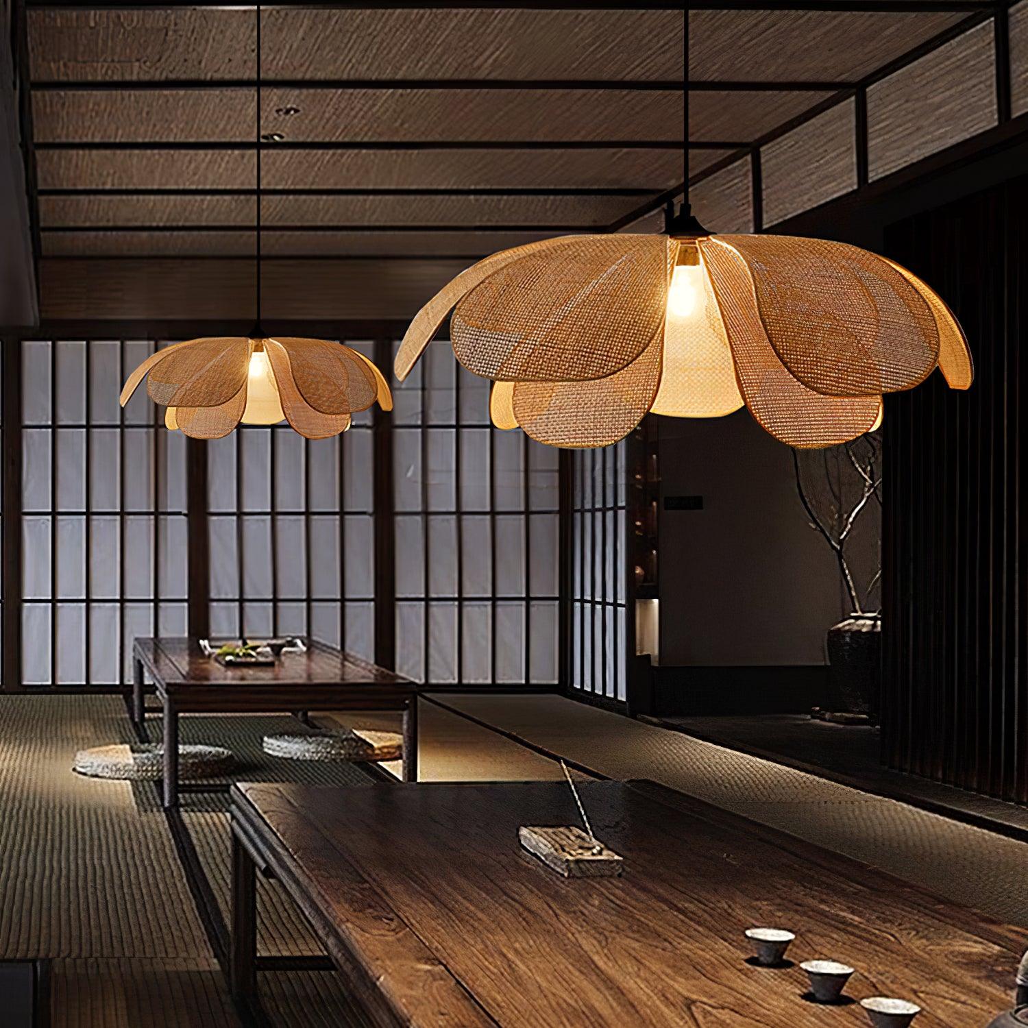 Eloria Petal-Shaped Rattan Pendant Light - Letslighting