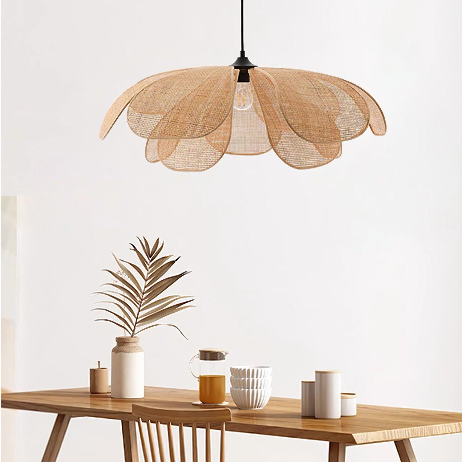 Eloria Petal-Shaped Rattan Pendant Light - Letslighting