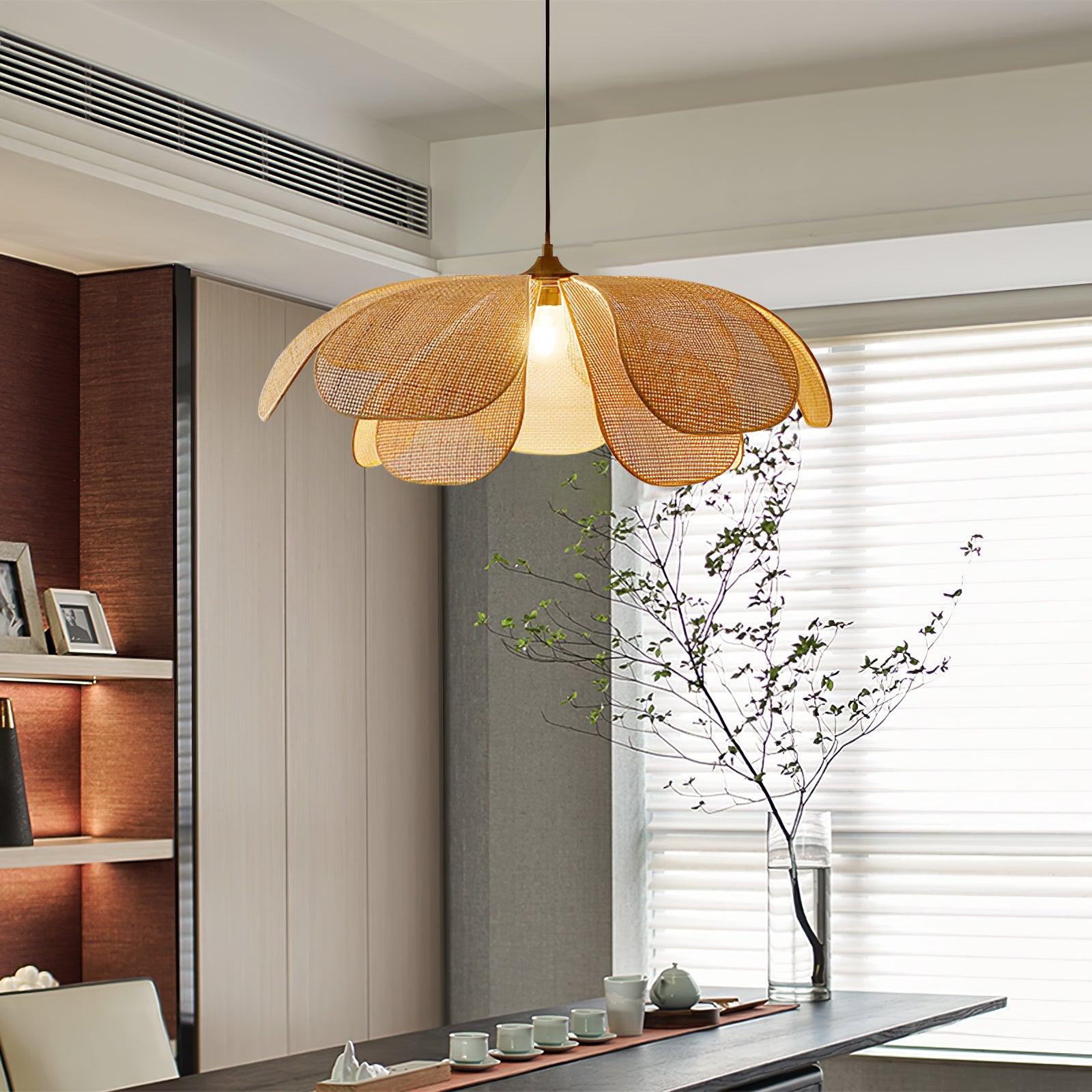 Eloria Petal-Shaped Rattan Pendant Light - Letslighting