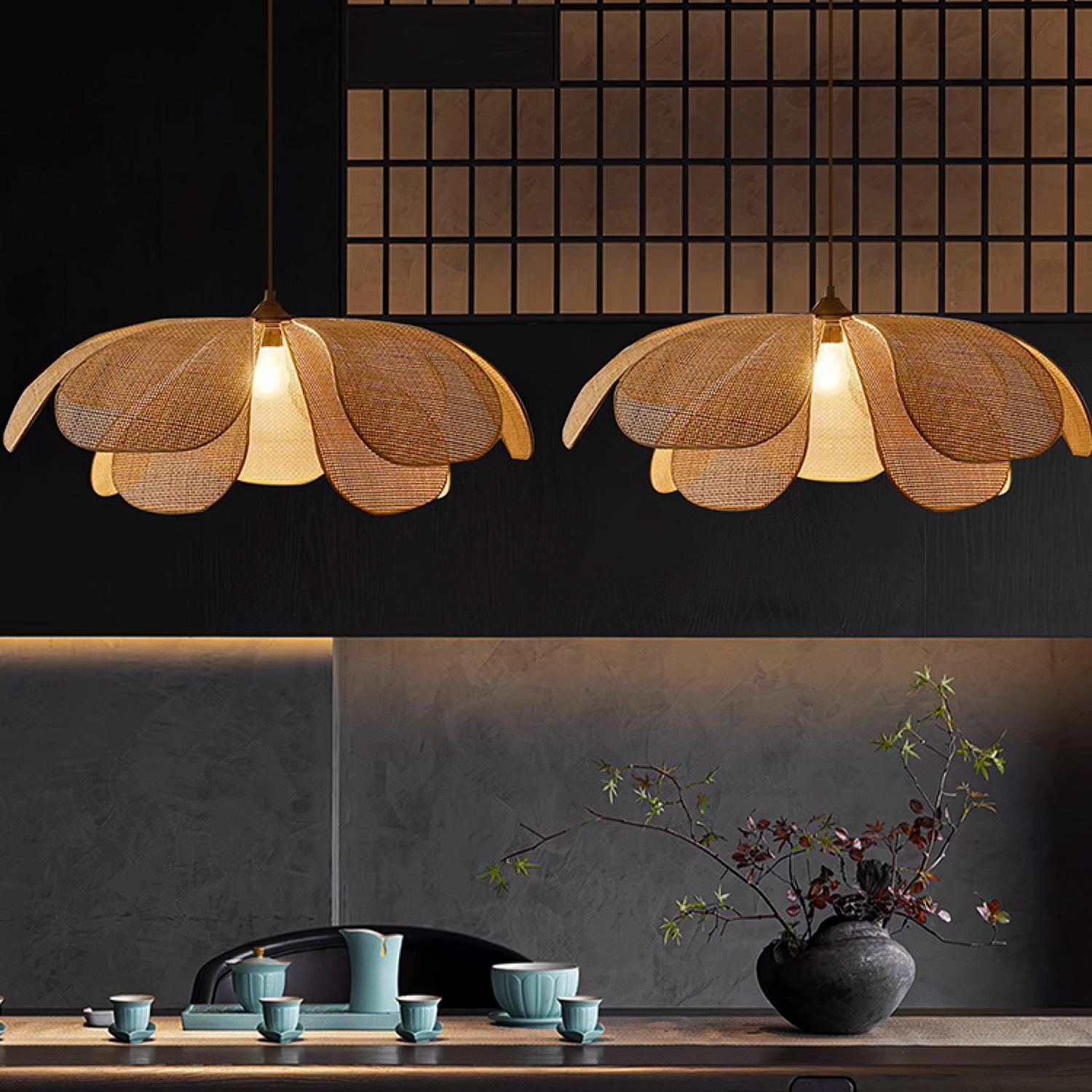 Eloria Petal-Shaped Rattan Pendant Light - Letslighting