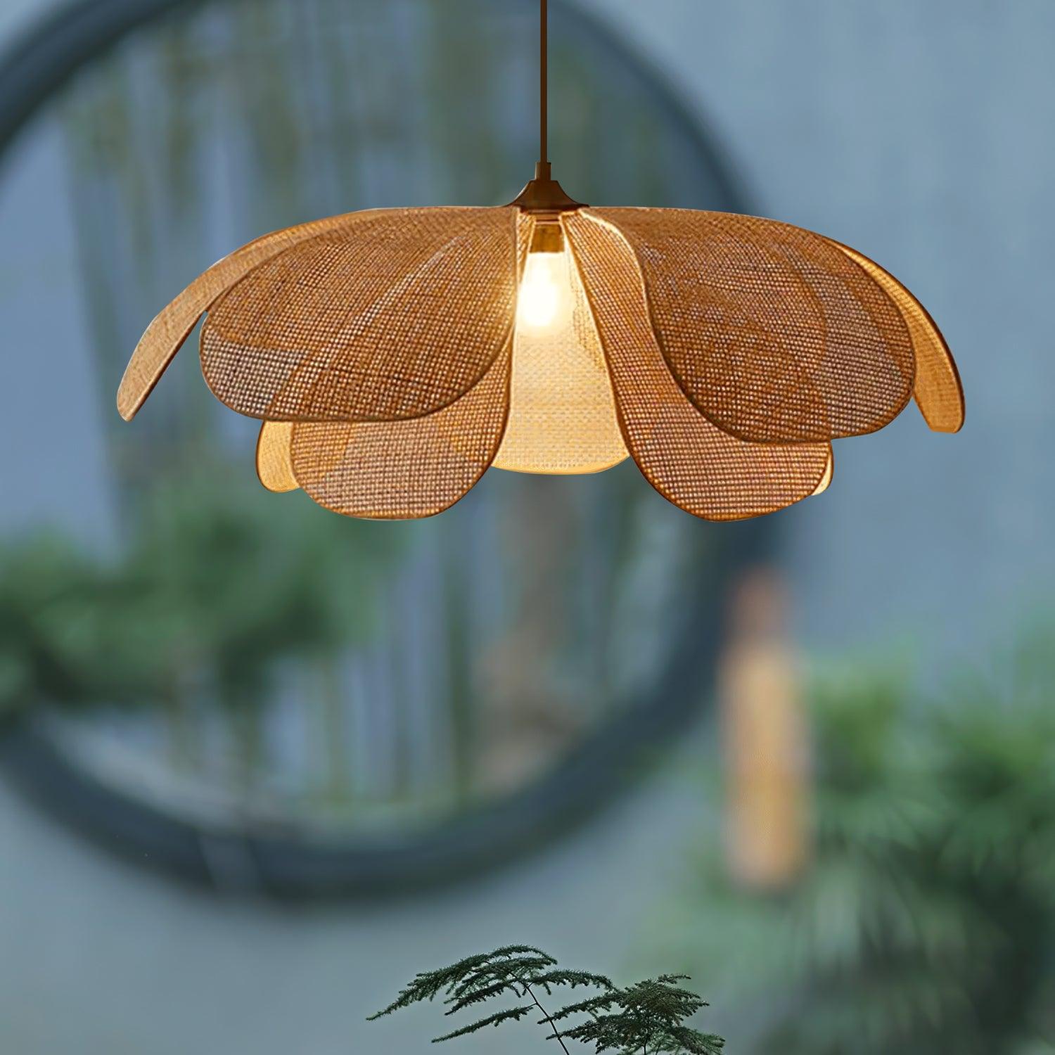 Eloria Petal-Shaped Rattan Pendant Light - Letslighting