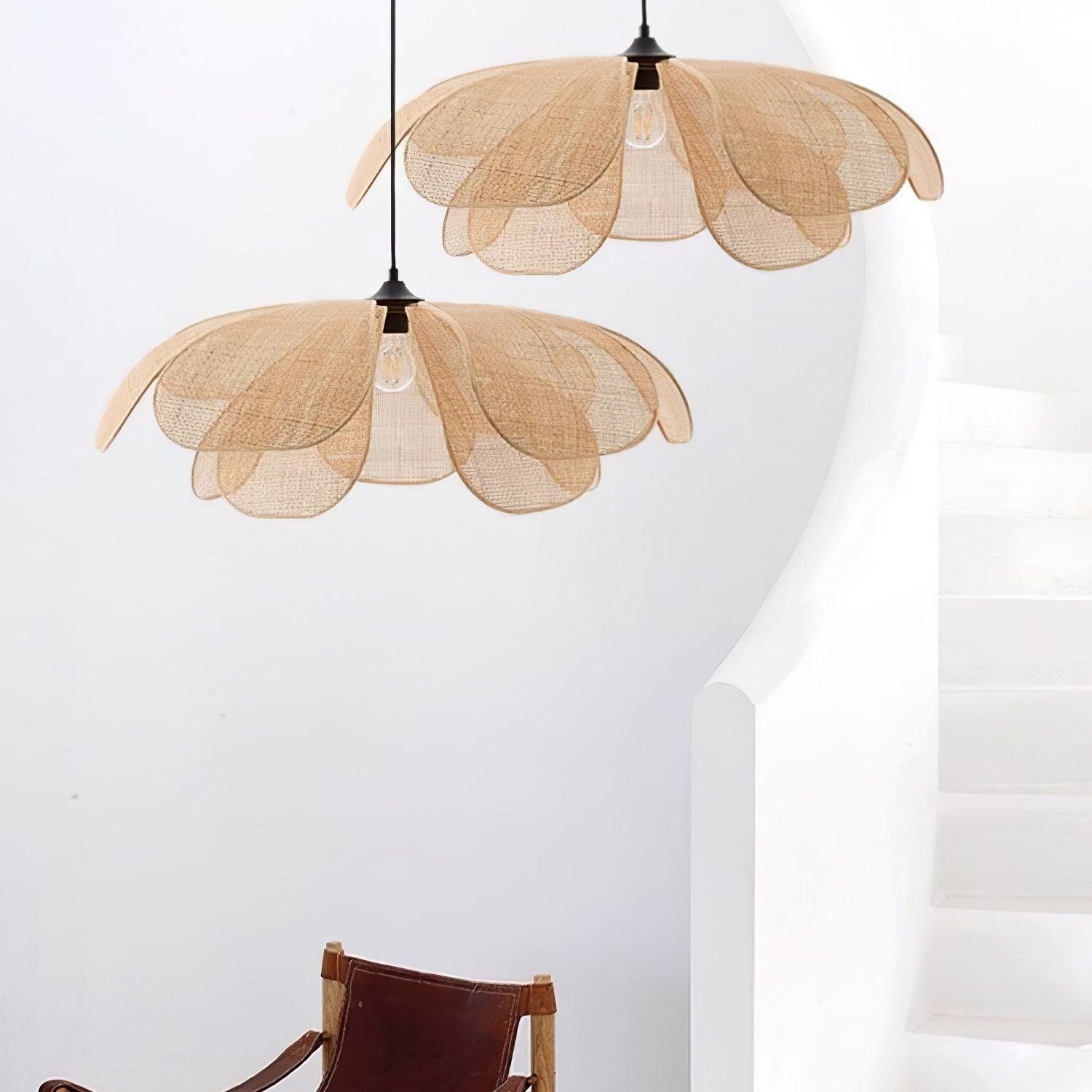 Eloria Petal-Shaped Rattan Pendant Light - Letslighting