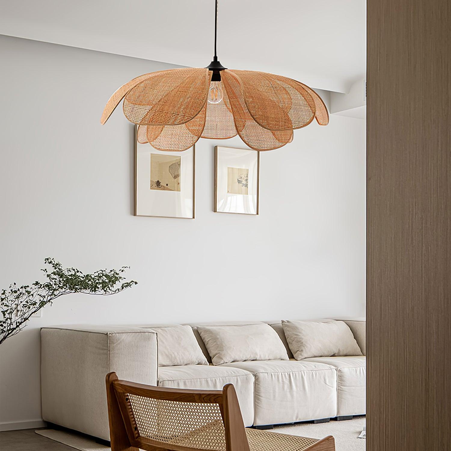 Eloria Petal-Shaped Rattan Pendant Light - Letslighting