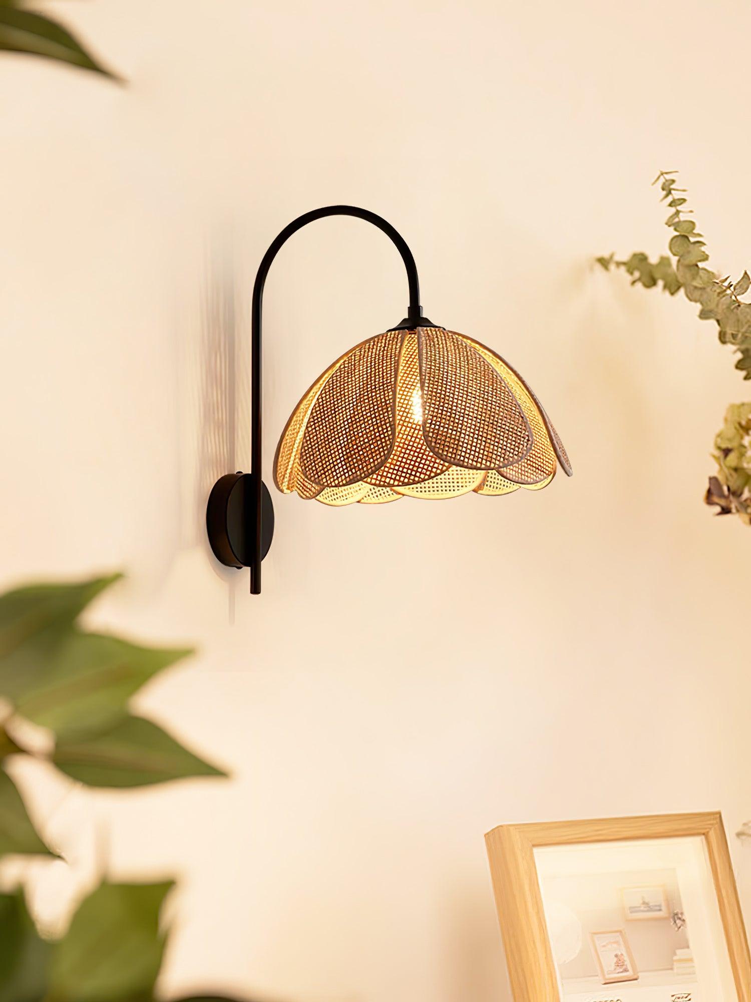 Edria Petal-Shaped Rattan Wall Lamp - Letslighting