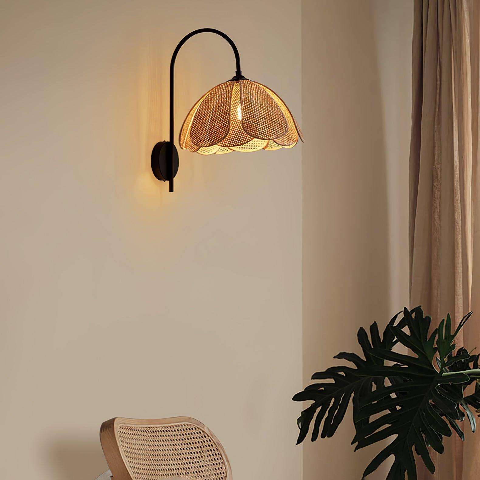 Edria Petal-Shaped Rattan Wall Lamp - Letslighting