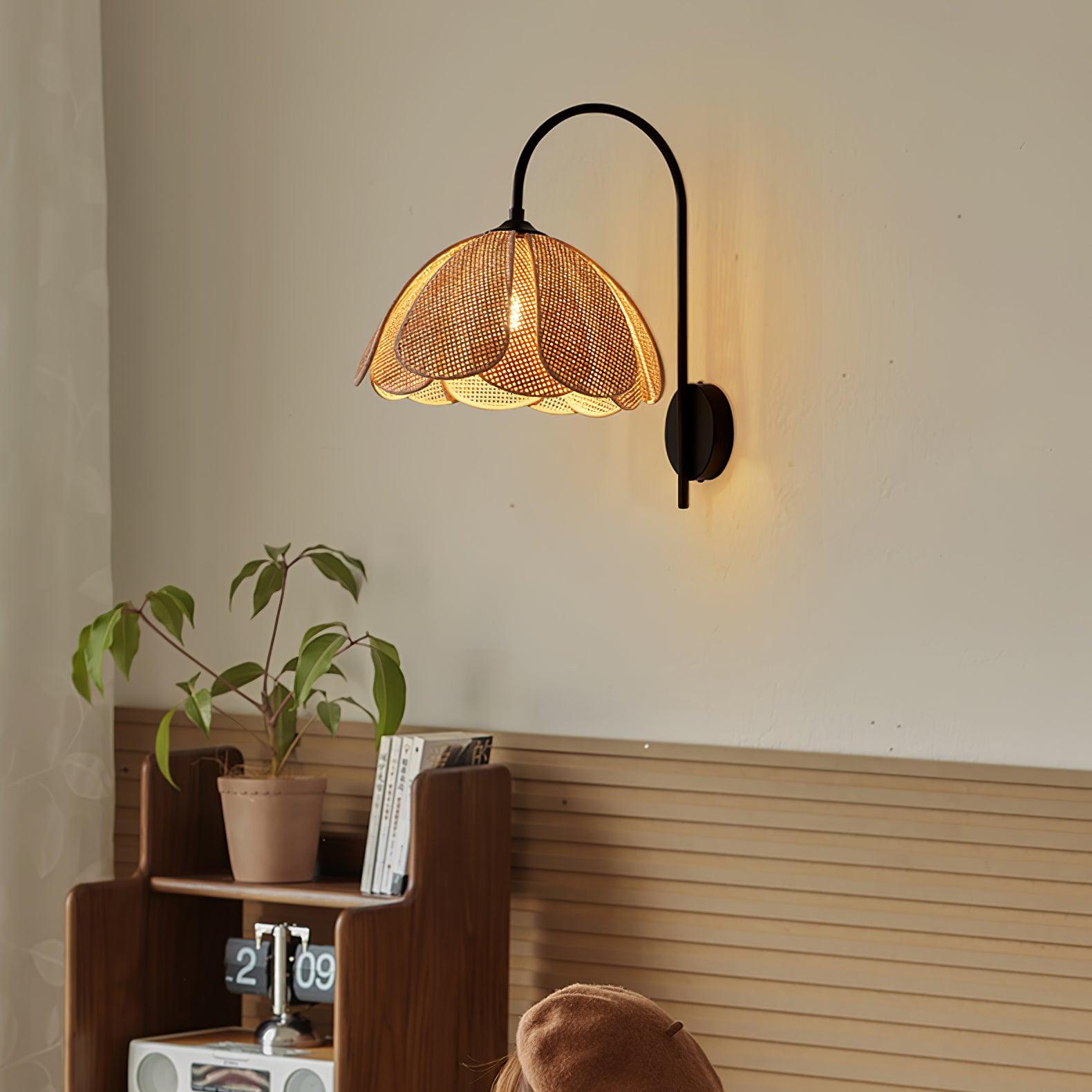 Edria Petal-Shaped Rattan Wall Lamp - Letslighting