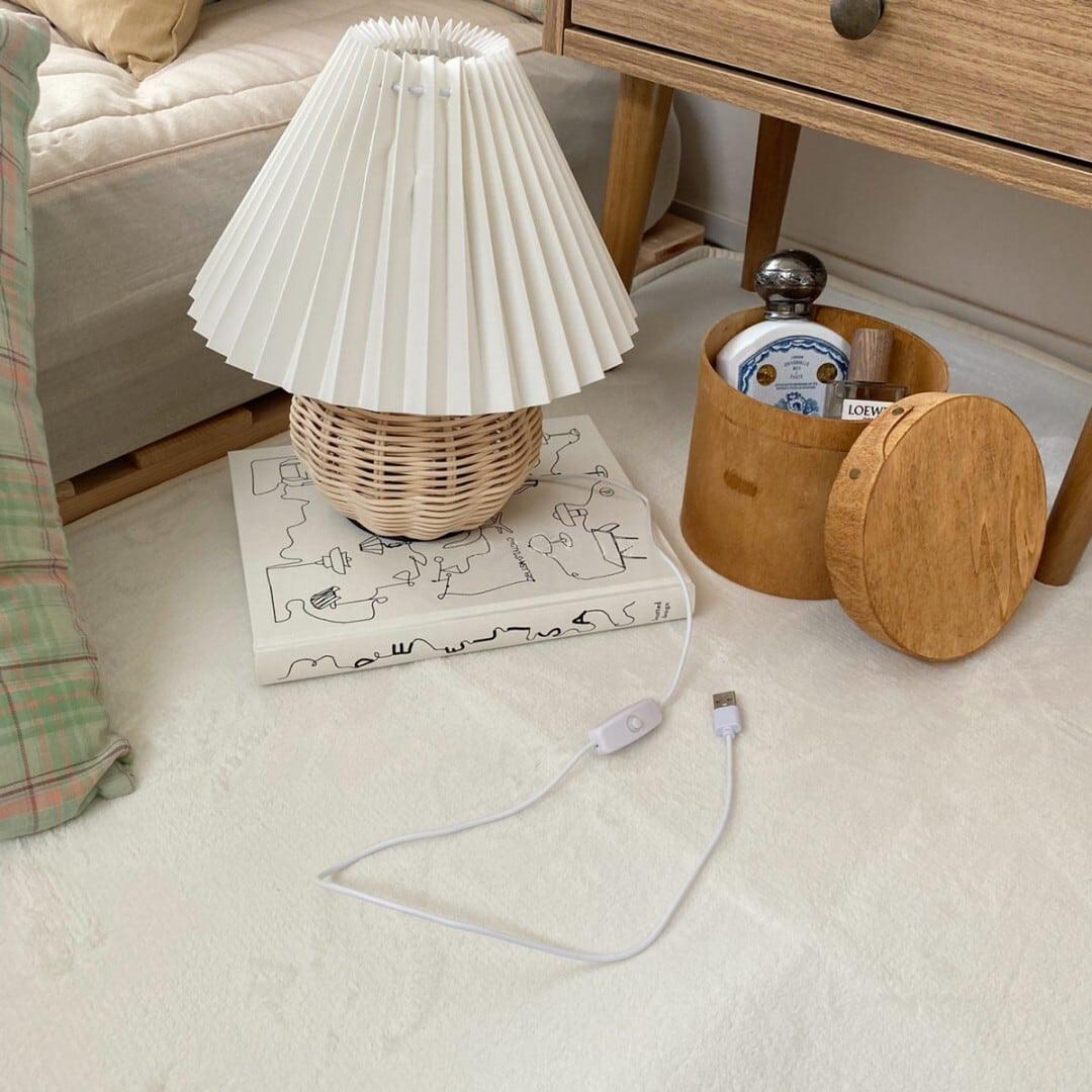 Zara Rattan Pleated Table lamp - Letslighting