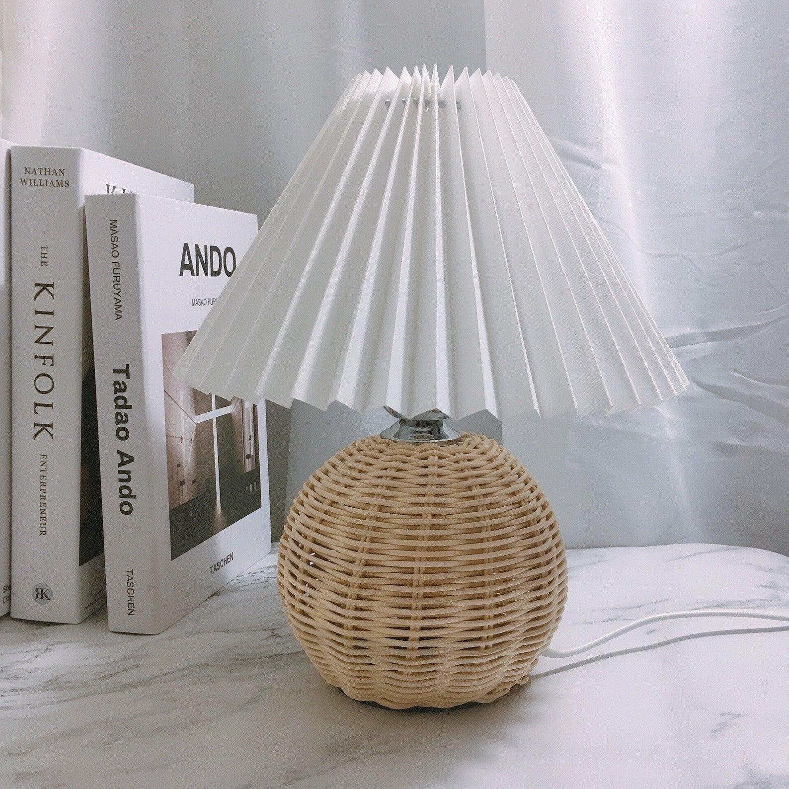 Zara Rattan Pleated Table lamp - Letslighting