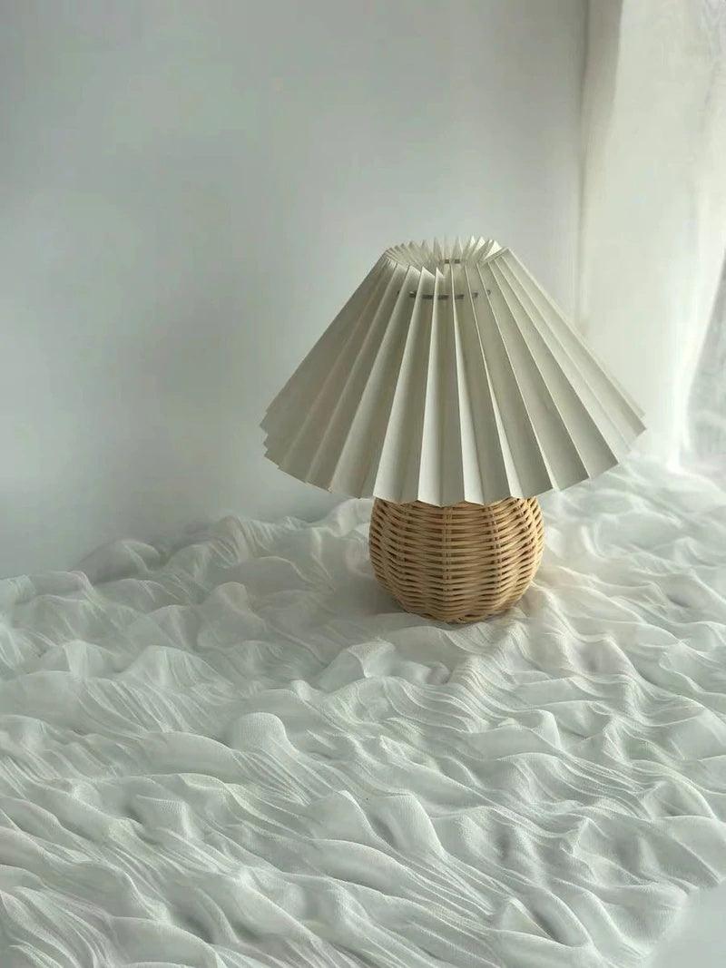 Zara Rattan Pleated Table lamp - Letslighting