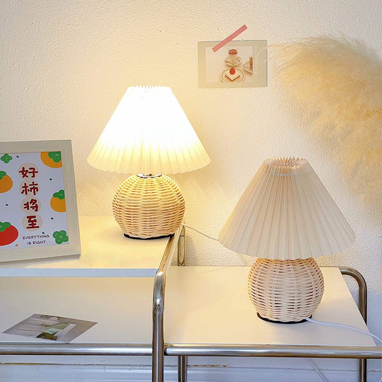 Zara Rattan Pleated Table lamp - Letslighting