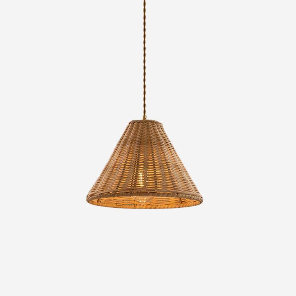 Pendant Lamp Rattan Shade and Body Cone Shape Natural Minimalist - Letslighting